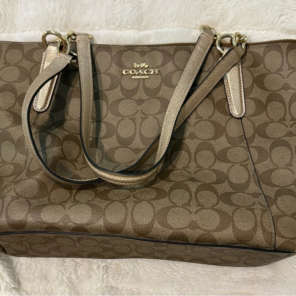 Coach Tan Signature Tote Bag & Wallet